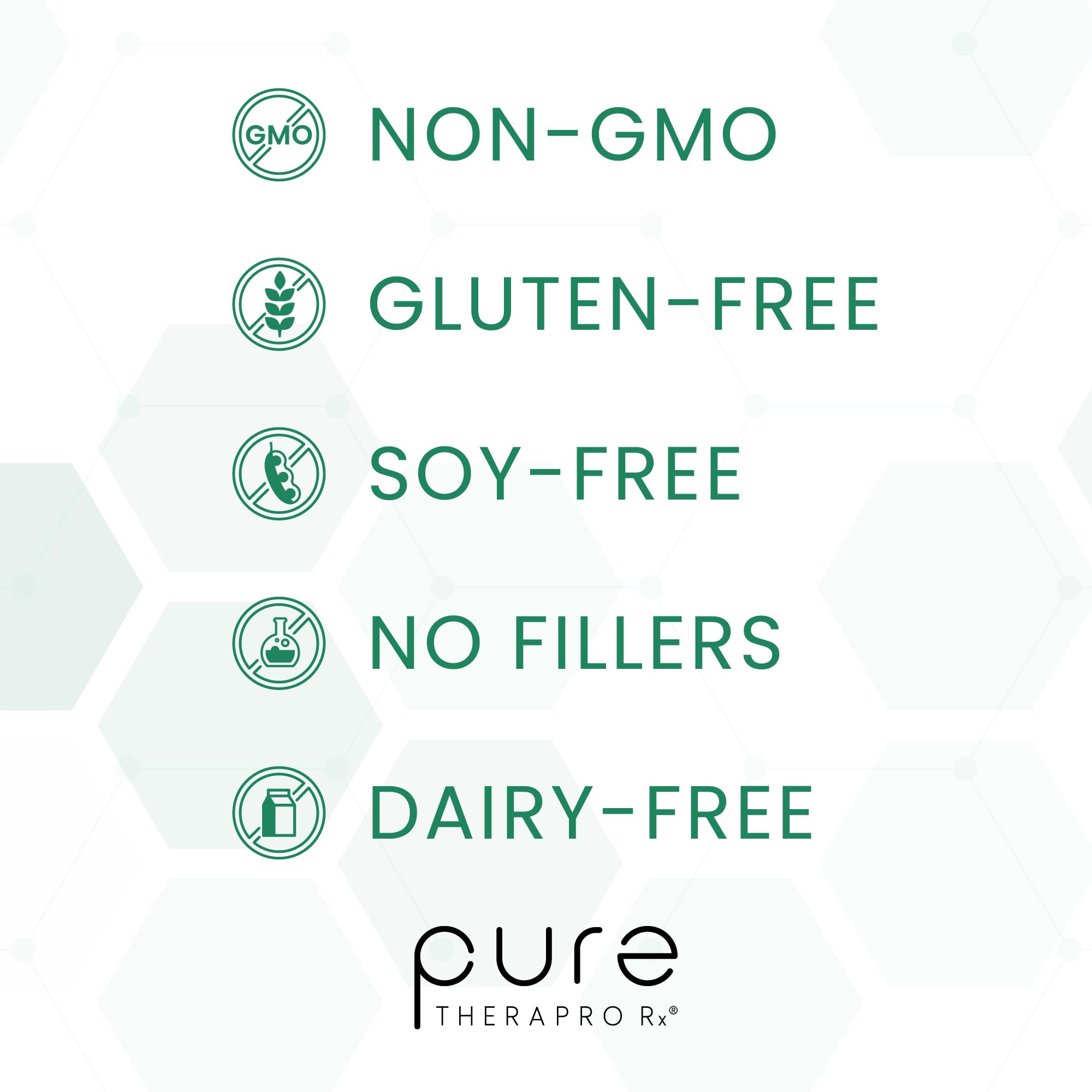 Pure TheraPro Rx Nrf2 Boost: primeros planos de etiqueta con pureza de la fórmula.