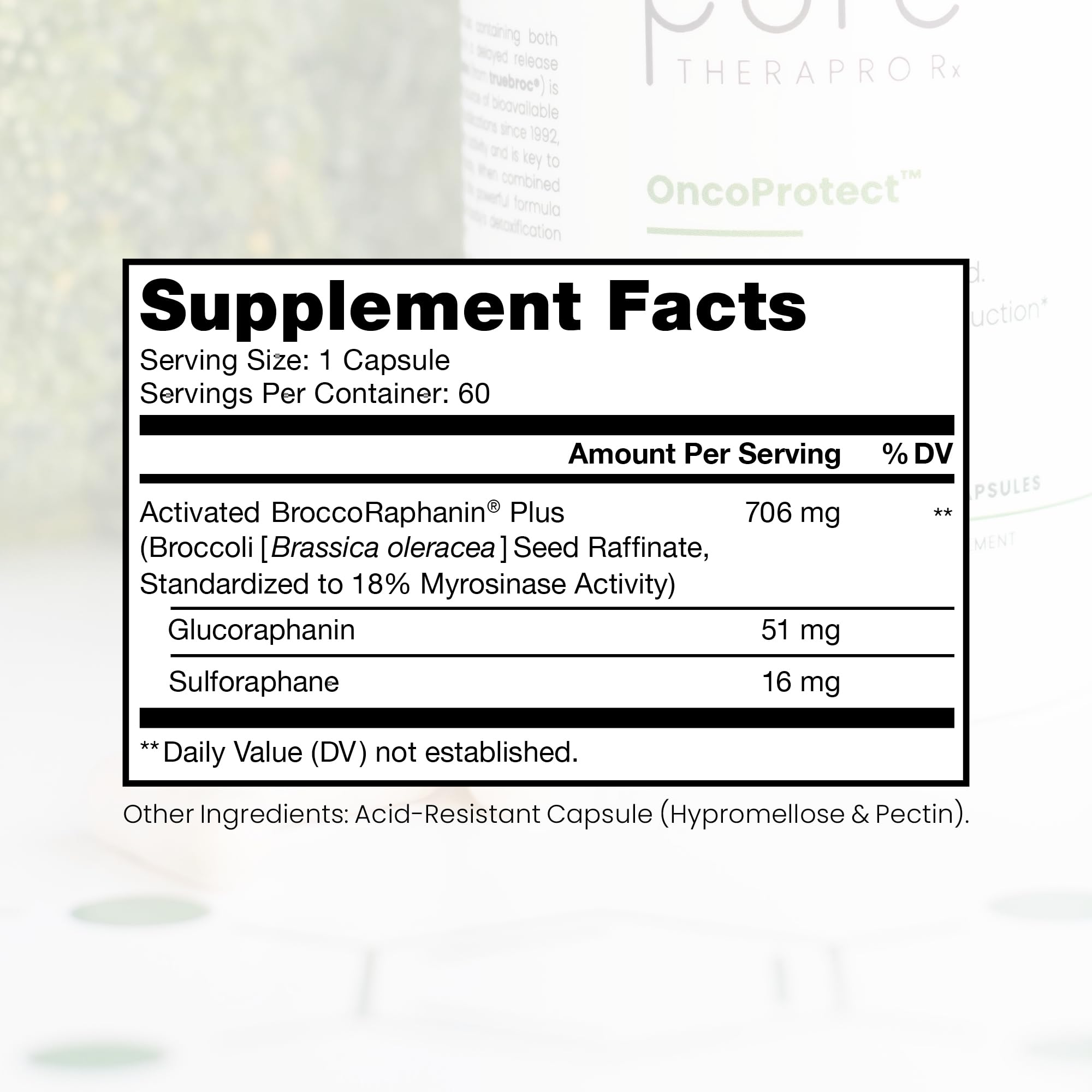 Pure Therapro Rx OncoProtect cápsulas dentro del frasco, formato práctico para la rutina diaria