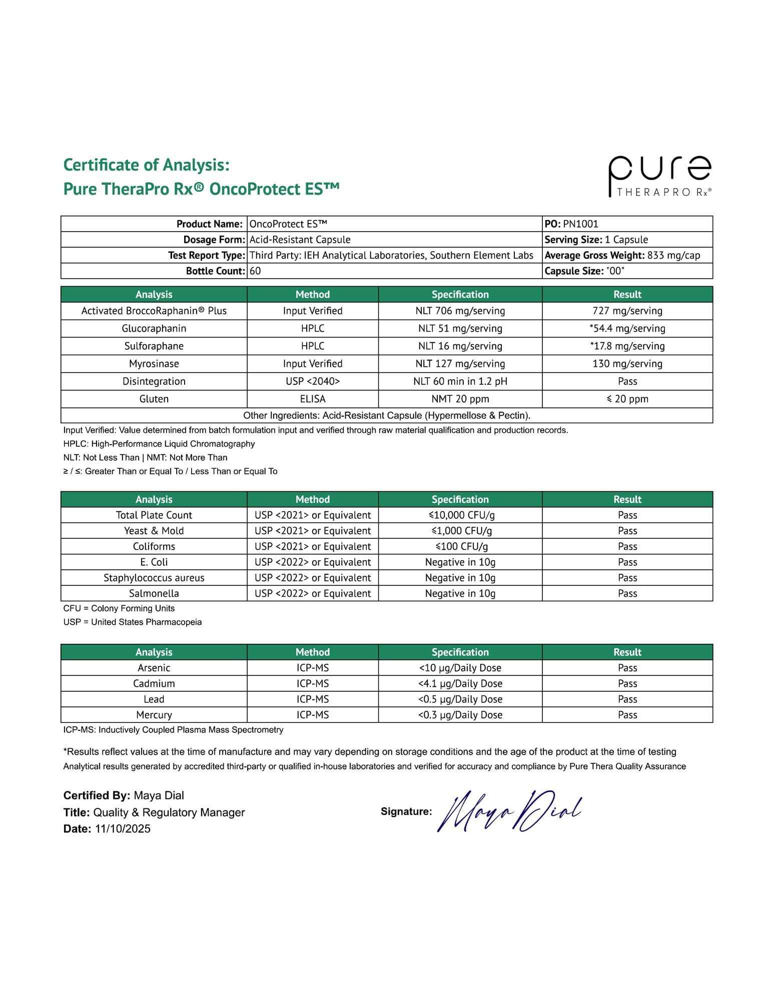 Pure Therapro Rx OncoProtect etiqueta interna, guía clara de uso para aprovechar beneficios