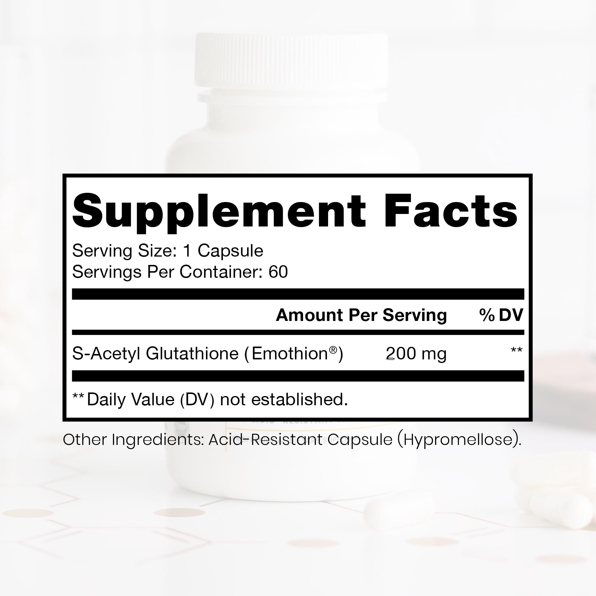Pure Therapro Rx S-Acetil Glutation Gold 200 mg, cápsulas resistentes al ácido para mejor absorción