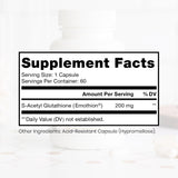 Pure Therapro Rx S-Acetil Glutation Gold 200 mg, cápsulas resistentes al ácido para mejor absorción