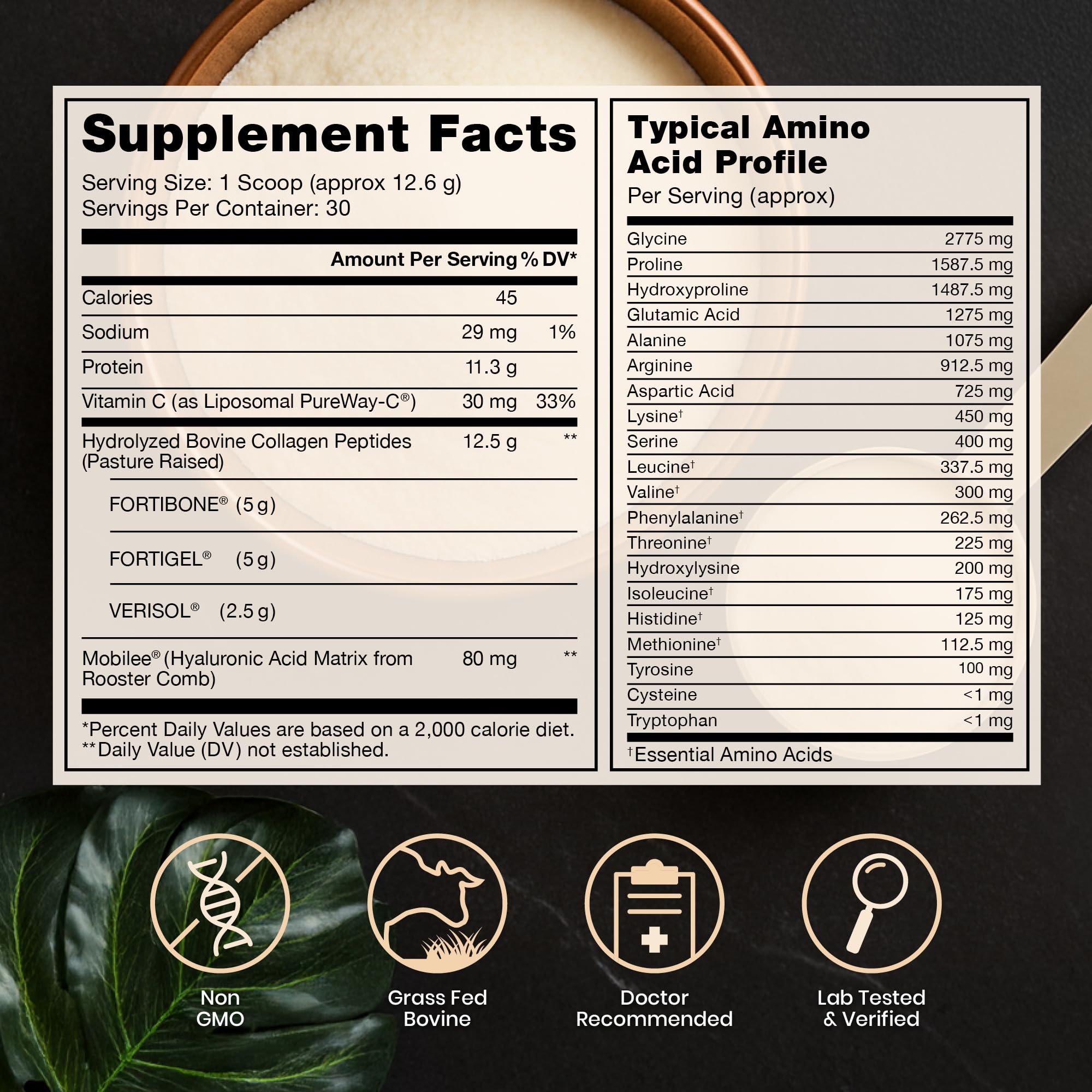 Pure Therapro Rx TriActive Collagen Plus bottle label featuring Type I & III peptides