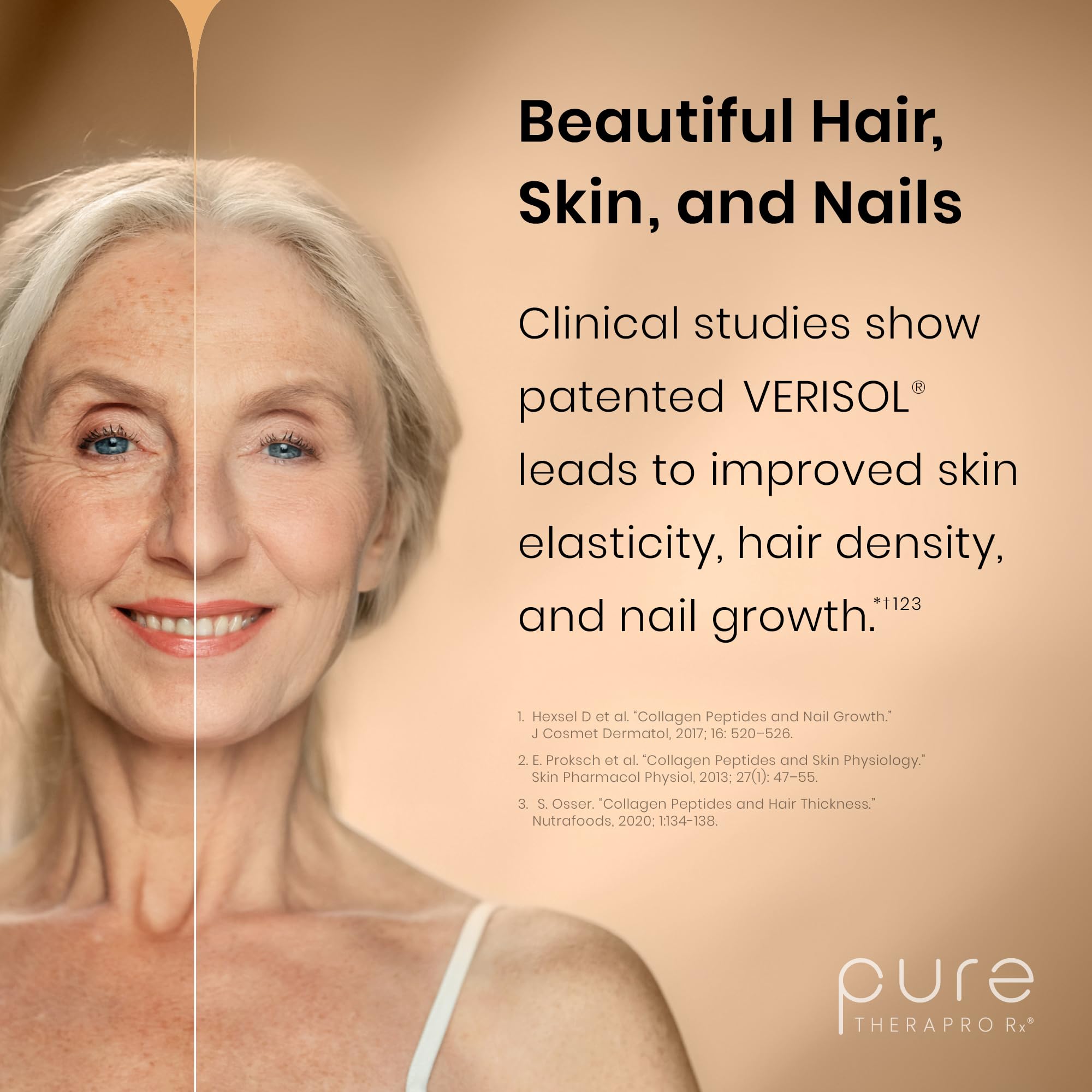 Unflavored collagen powder mixing into a beverage with Pure Therapro Rx