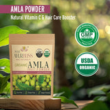 Tarro de polvo amla PureAyurbliss para almacenamiento seguro.
