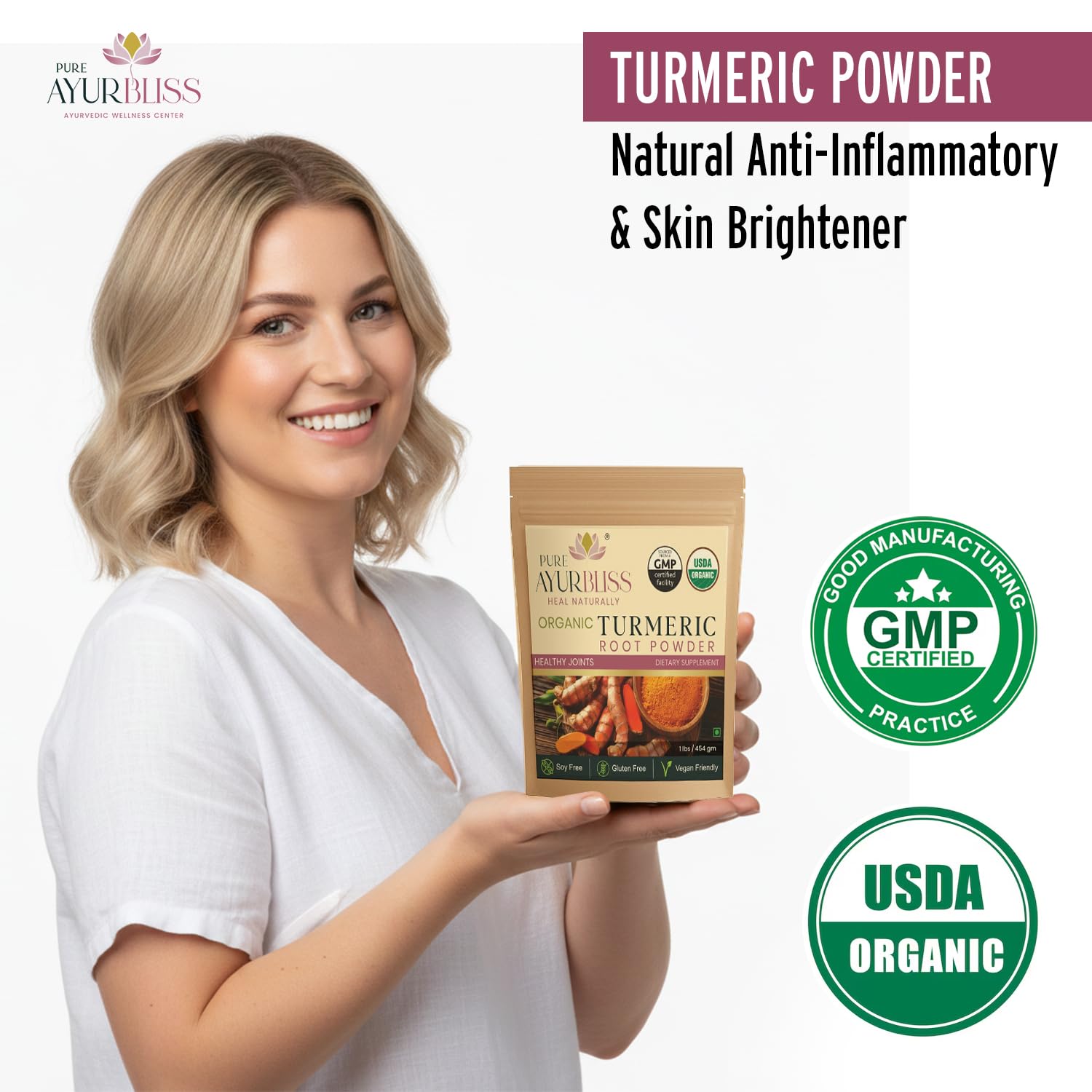 PureAyurbliss leche dorada en polvo para bienestar diario