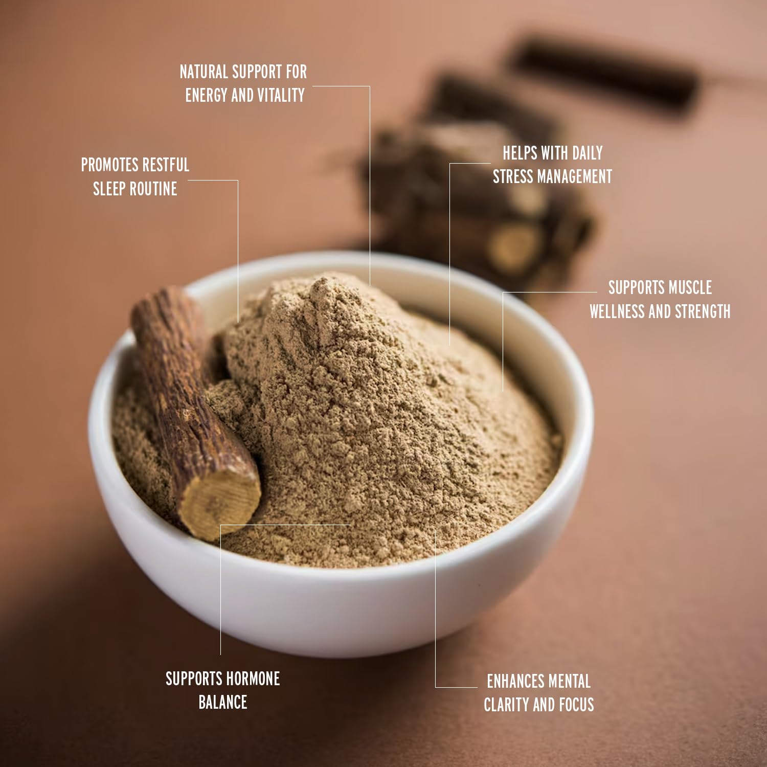 PureAyurbliss polvo Ashwagandha en vaso, mezcla rápida para energía sostenida