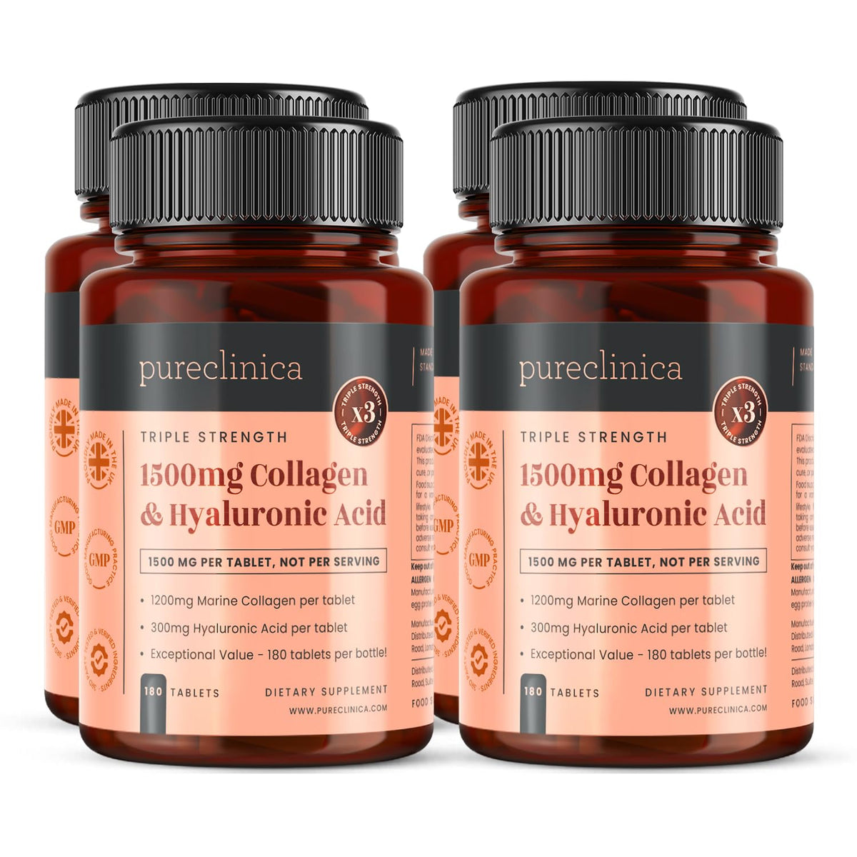 pureclinica Fortaleza triple: botella que ilustra potencia para piel e hidratación