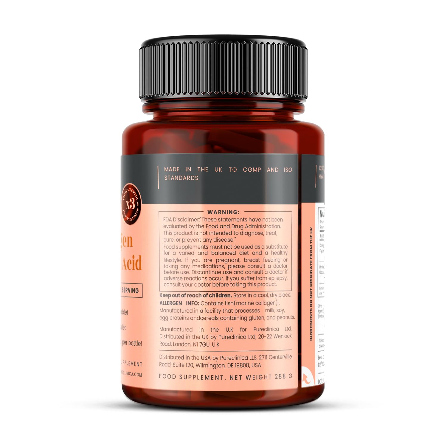 pureclinica Fortaleza triple: etiqueta que destaca calidad y pureza
