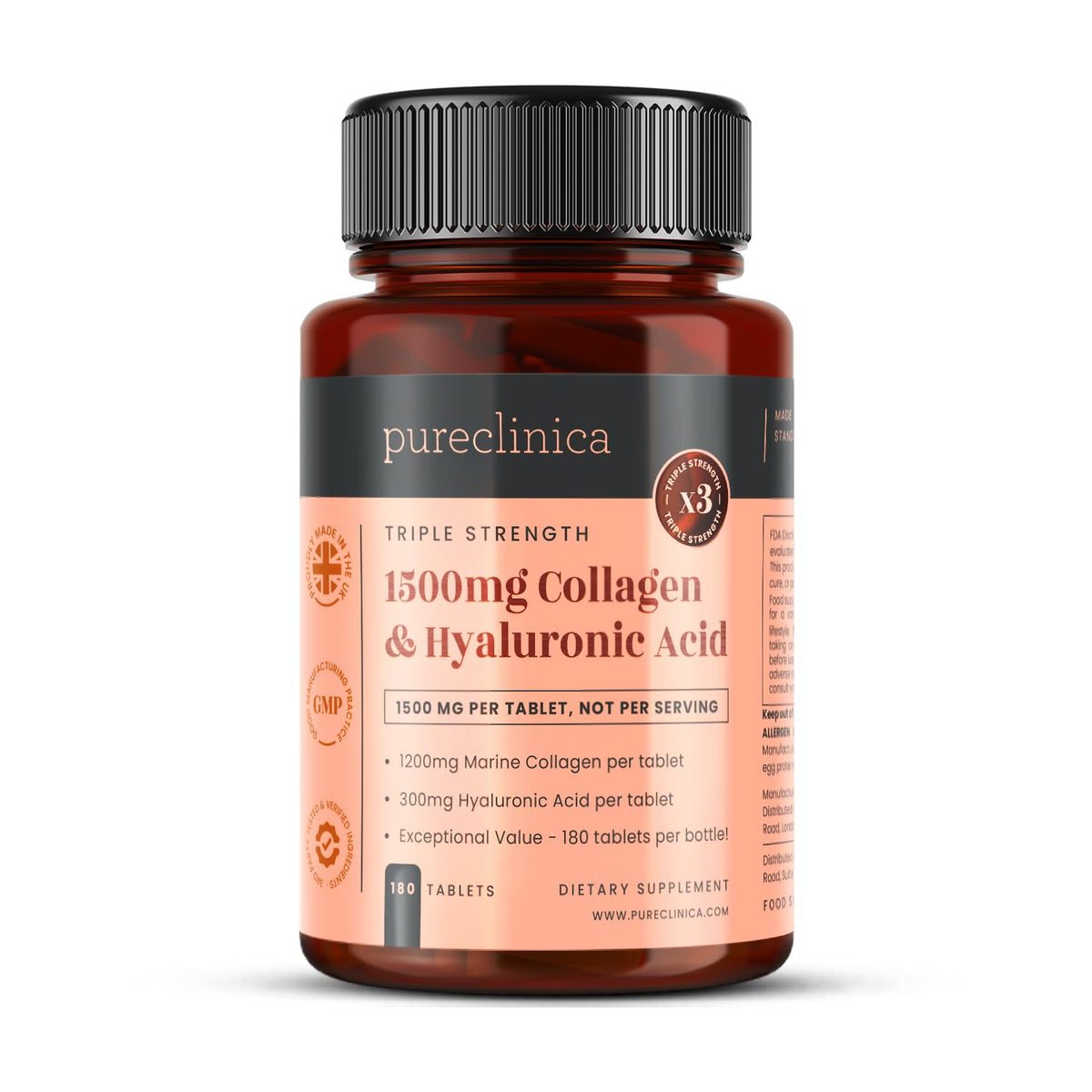 PureClinica UltraColl, bote de tabletas, ideal para consumo diario de colágeno.