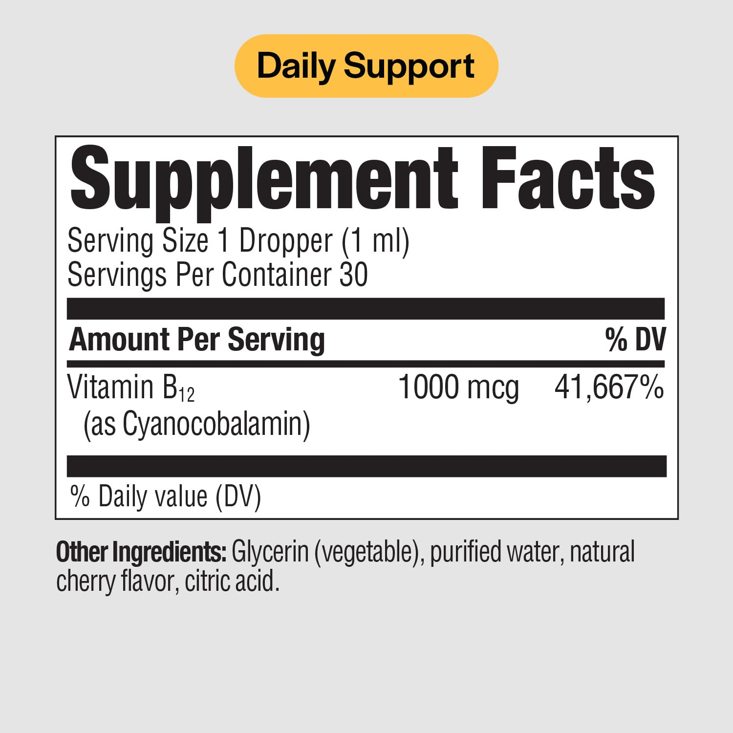 PureFormulas B12 dispensador, una gota fácil para uso diario.