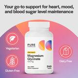 PureFormulas Magnesio Glicinato 100 mg, tableta para relajación muscular diaria