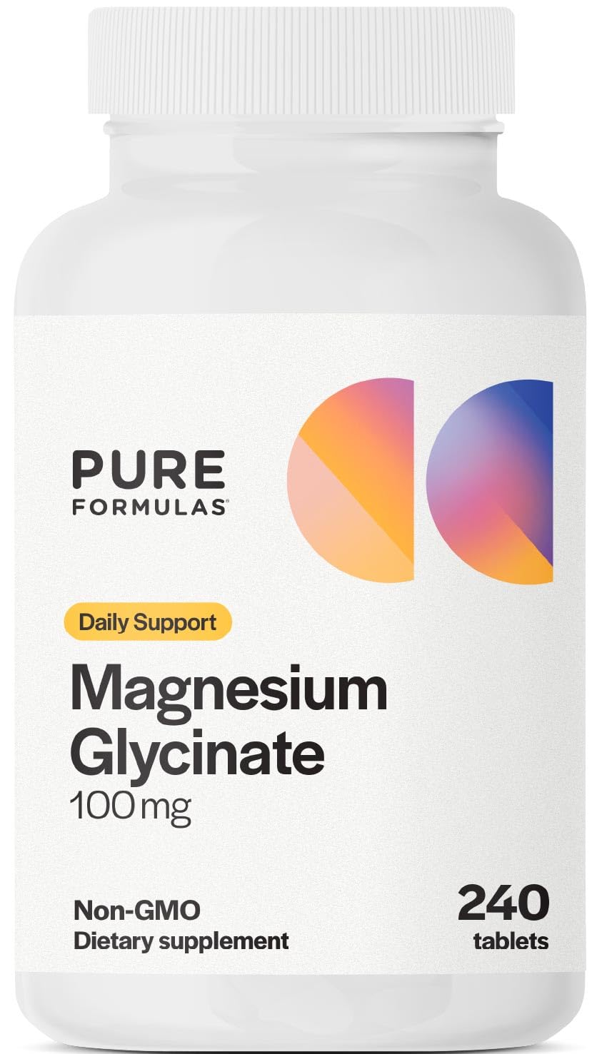 PureFormulas Magnesio Glicinato 100 mg, tableta, absorción superior para músculos