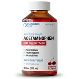 Puregen Labs botella-frente con acetaminofén 500 mg para alivio temporal del dolor.