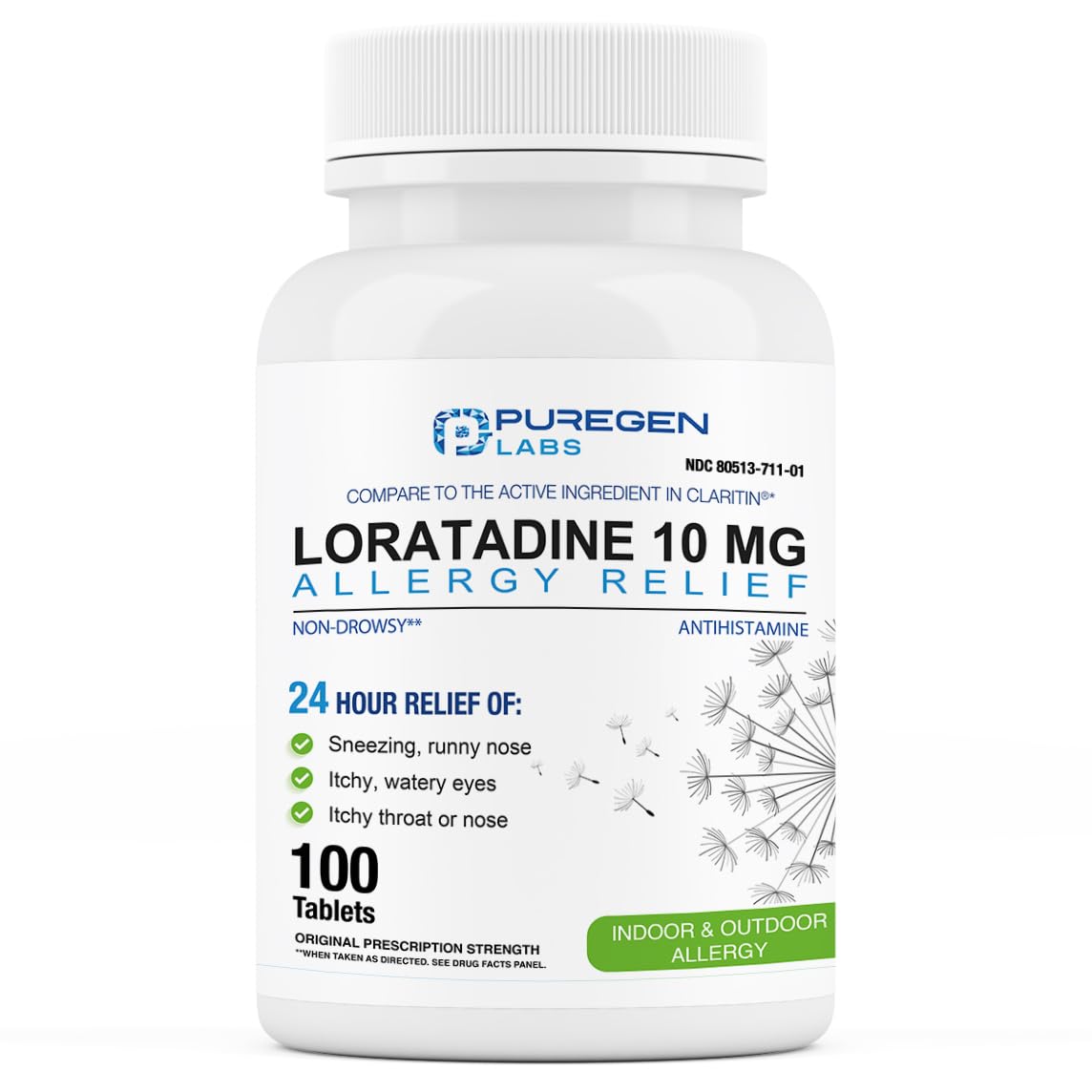 Puregen Labs Alivio de Alergia, tabletas de 10 mg para uso diario