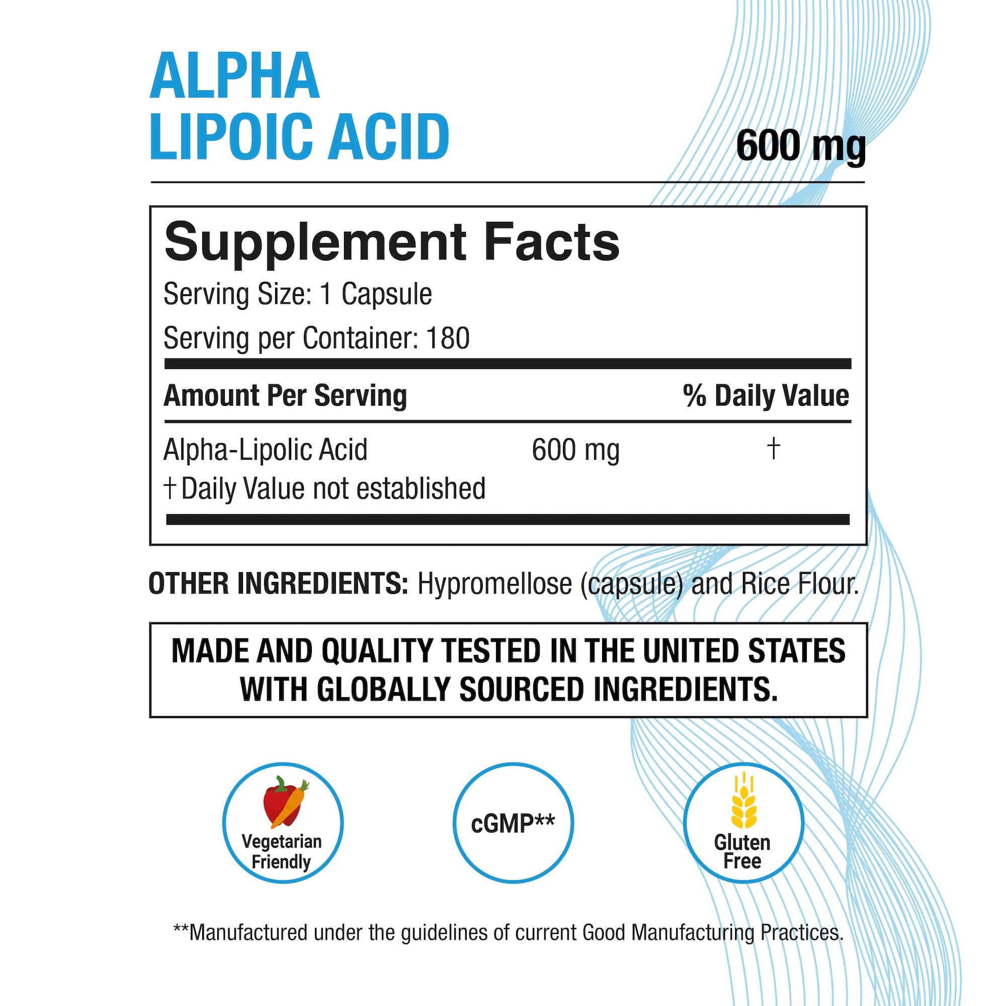 Puregen Labs Alpha Lipoico 600 mg: cápsula vegetariana para energía sostenida.