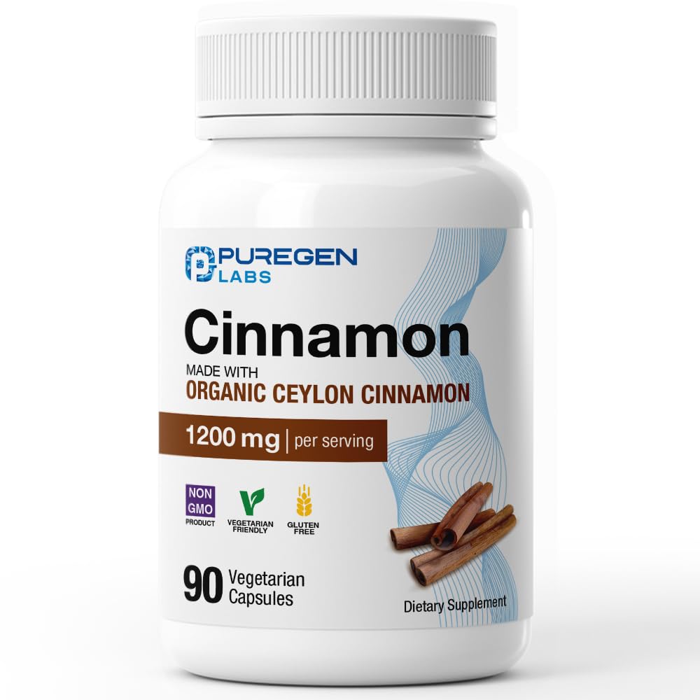 Puregen Labs Canela Orgánica Ceilán: cápsulas fáciles de tomar para uso diario