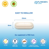 Cápsulas de Puregen Labs en un vaso de agua para consumo fácil