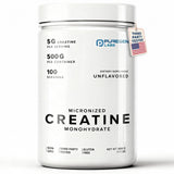 Puregen Labs creatina monohidrato micronizada en envase 500 g para disolución rápida.