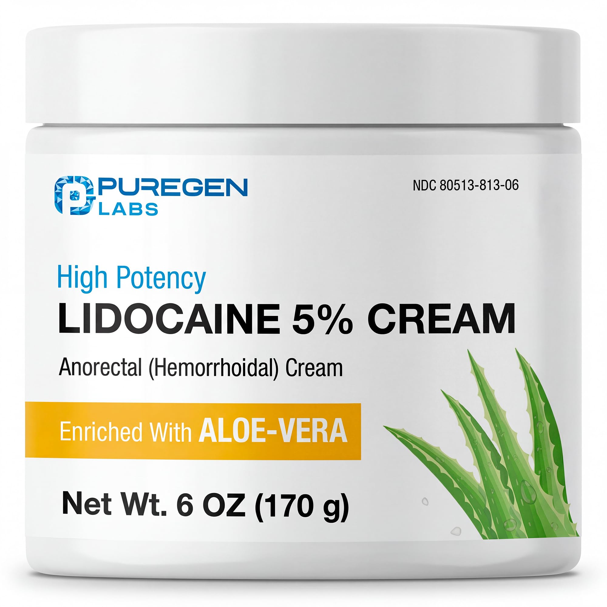 Puregen Labs crema lidocaína 5% tubo para alivio rápido en la piel