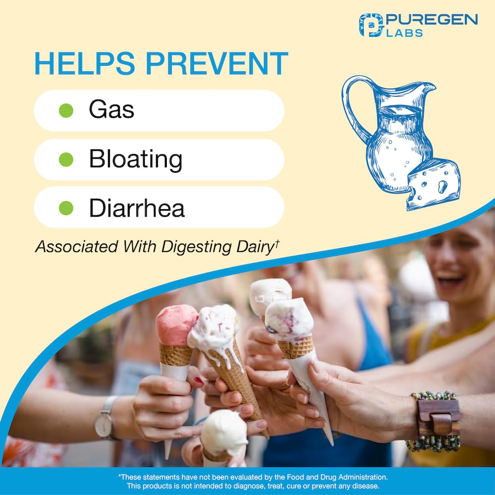 Puregen Labs Dairy Relief comprimidos: formato diario cómodo para uso regular