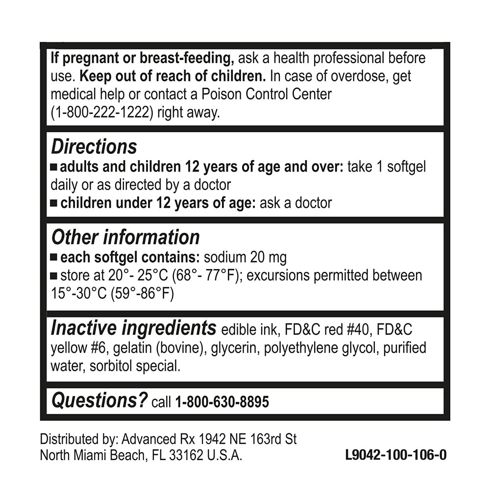 Etiqueta de Puregen Labs Docusato 250 mg con indicaciones claras de dosis
