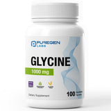Puregen Labs glicina 1000mg, cápsula vegetariana para descanso suave