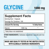 Puregen Labs glicina frasco de 100 cápsulas para uso diario