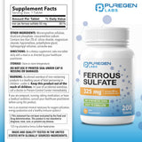 Puregen Labs tabletas con 65 mg de hierro elemental para soporte diario