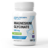 Puregen Labs Magnesio Glicinato 500 mg cápsulas: alta potencia para apoyo nervioso