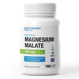 Puregen Labs Magnesio Malato 500 mg, cápsulas vegetales para uso diario