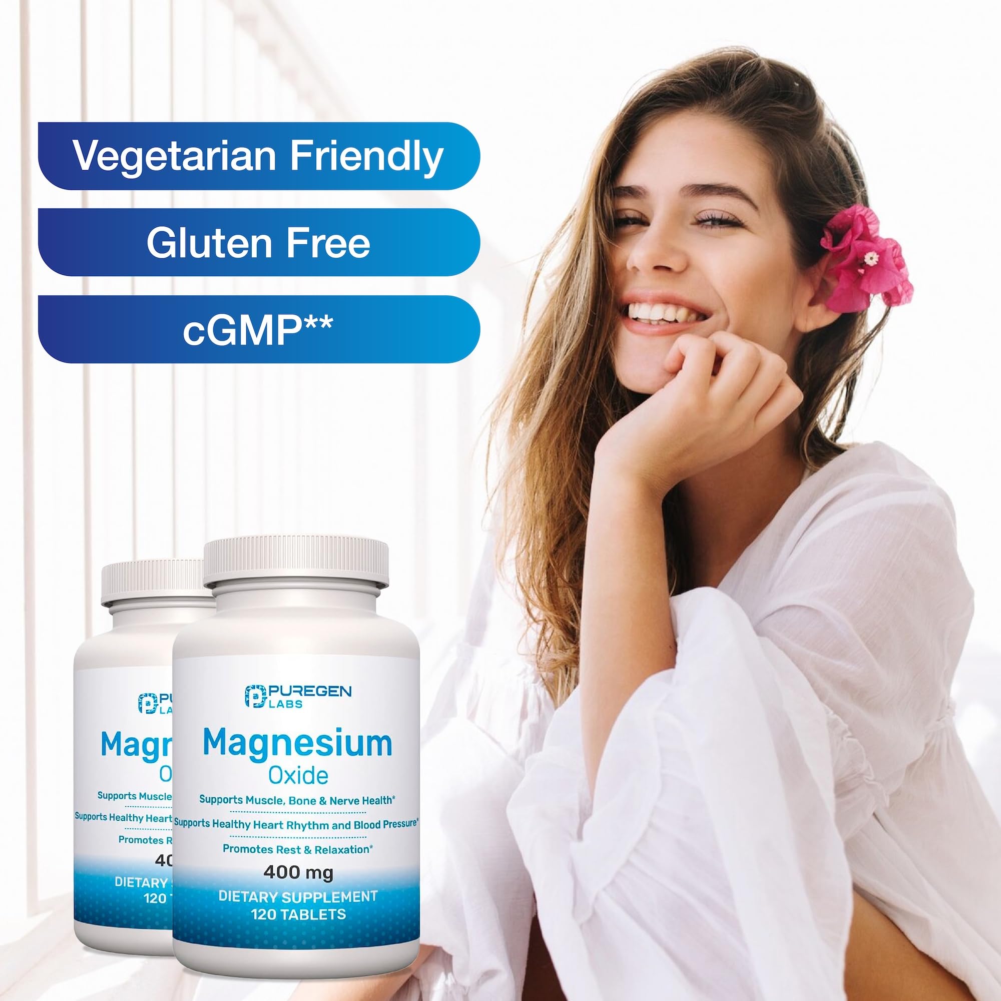 Puregen Labs Magnesio 400mg prueba de calidad GMP: confianza al comprar.