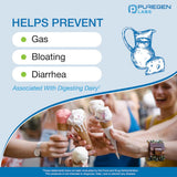 Etiqueta de Puregen Dairy Rescue con Lactasa 9000 FCC para digestión eficiente.