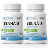 Puregen Labs Senna-S, botella de laxante vegetal para tránsito suave.