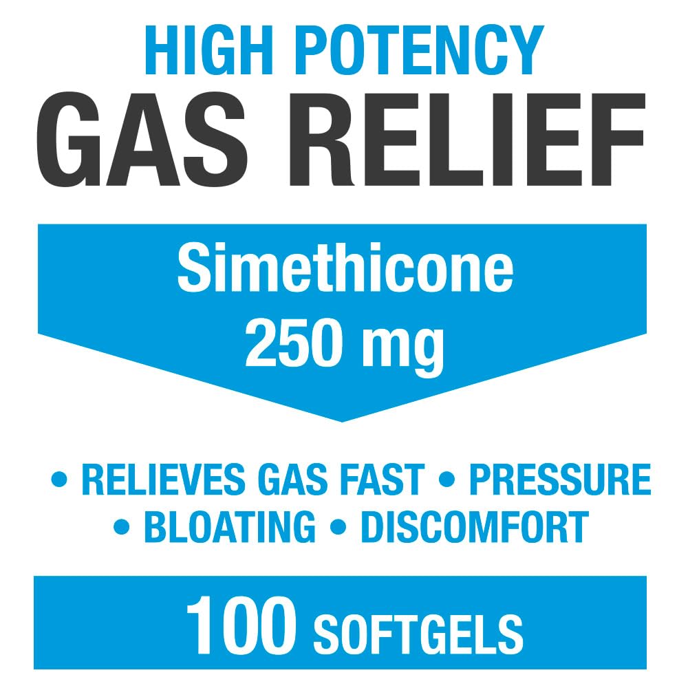 Puregen Labs Simeticona 250 mg, ingrediente clave para reducir molestias.