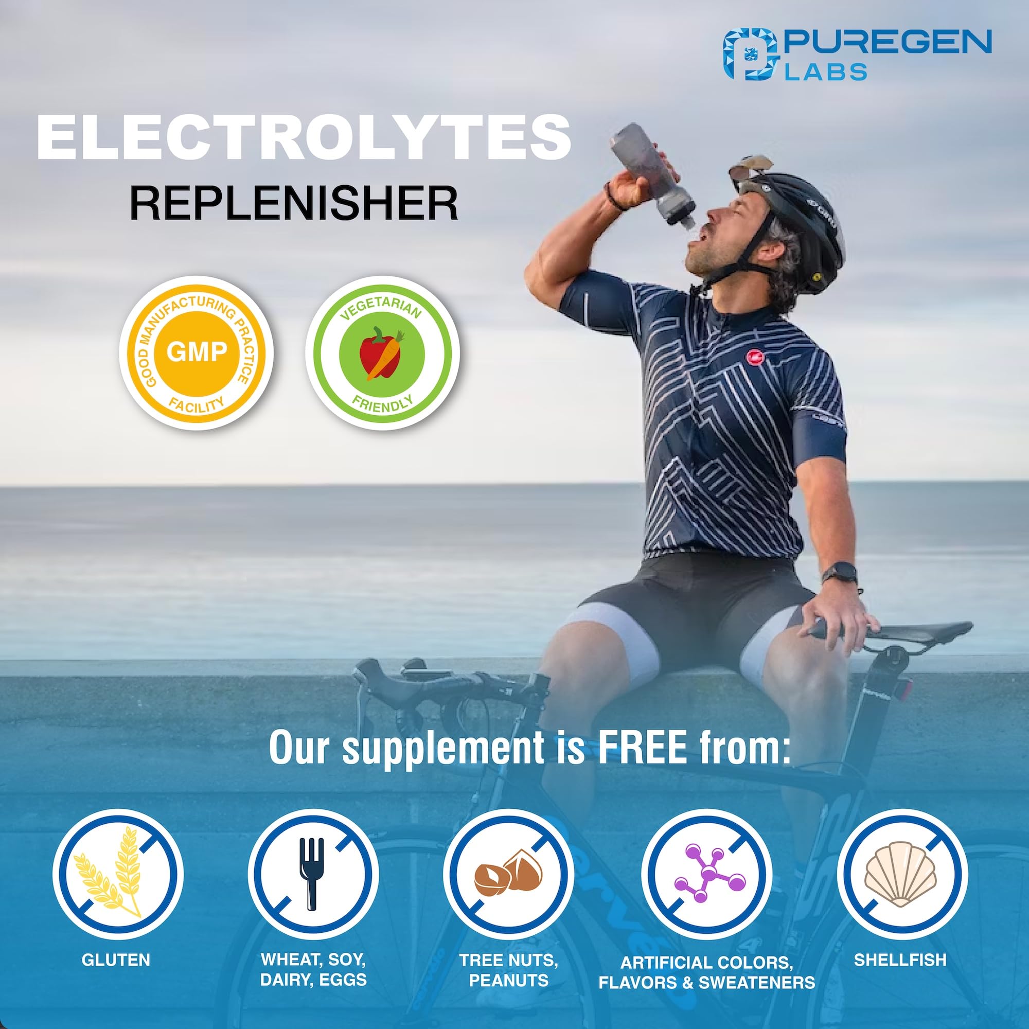Puregen Labs cloruro de sodio reposición de electrolitos confiable