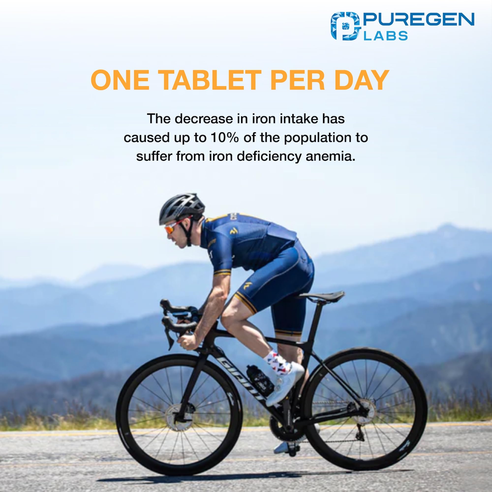 Puregen Labs uso diario recomendado: tableta de hierro con aporte diario
