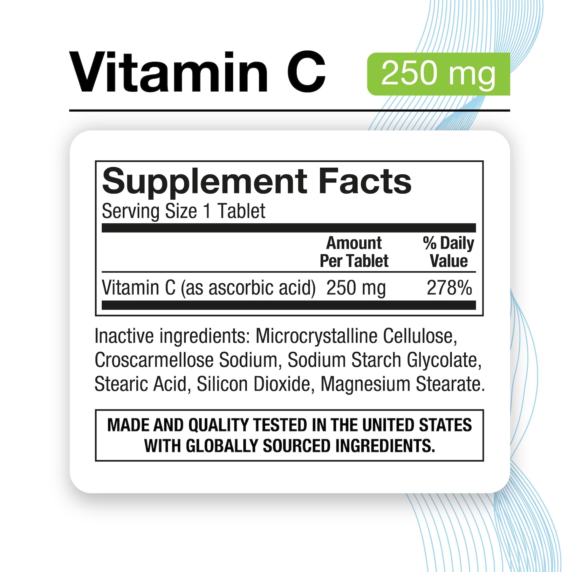 P Puregen Labs Vitamina C 250 mg: etiqueta que destaca antioxidantes y pureza.