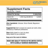Etiqueta clara de Puregen Labs Vitamina D3 con información de dosis