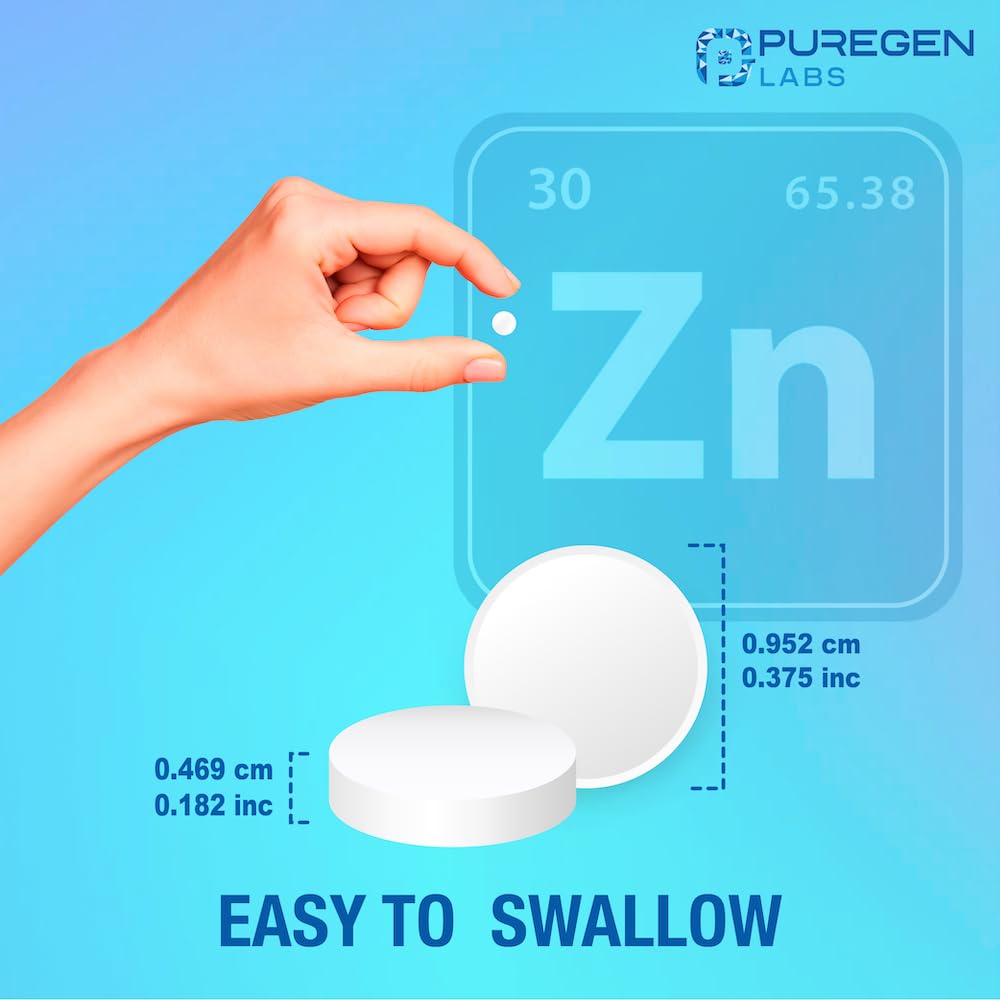 Puregen Labs Zinc 220 mg, caja de empaque, muestra calidad y origen global