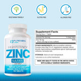 Puregen Labs Zinc 220 mg, etiqueta legible, recordatorio de dosis segura
