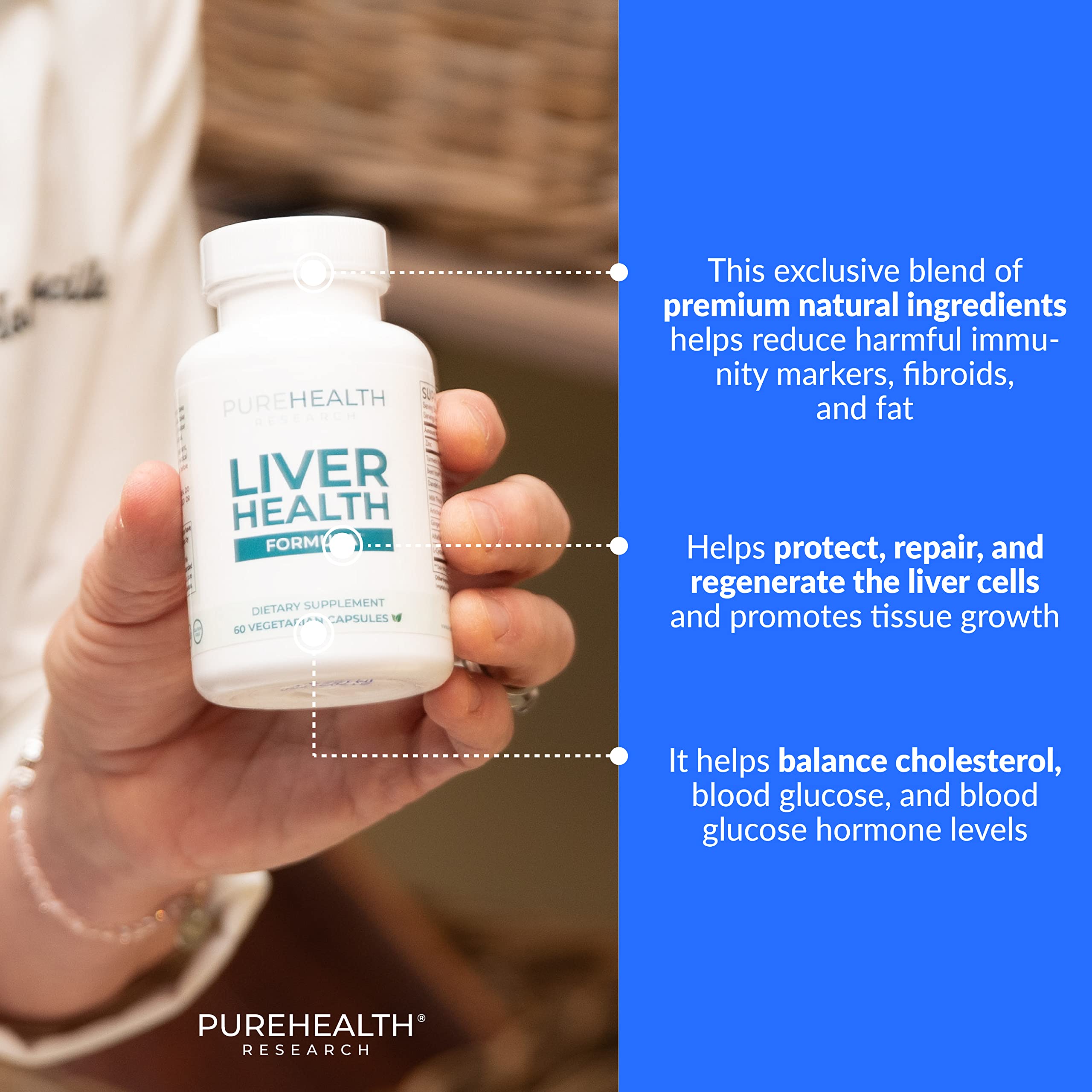 PureHealth Liver Health: envase fabricado en EE.UU. bajo cgmp