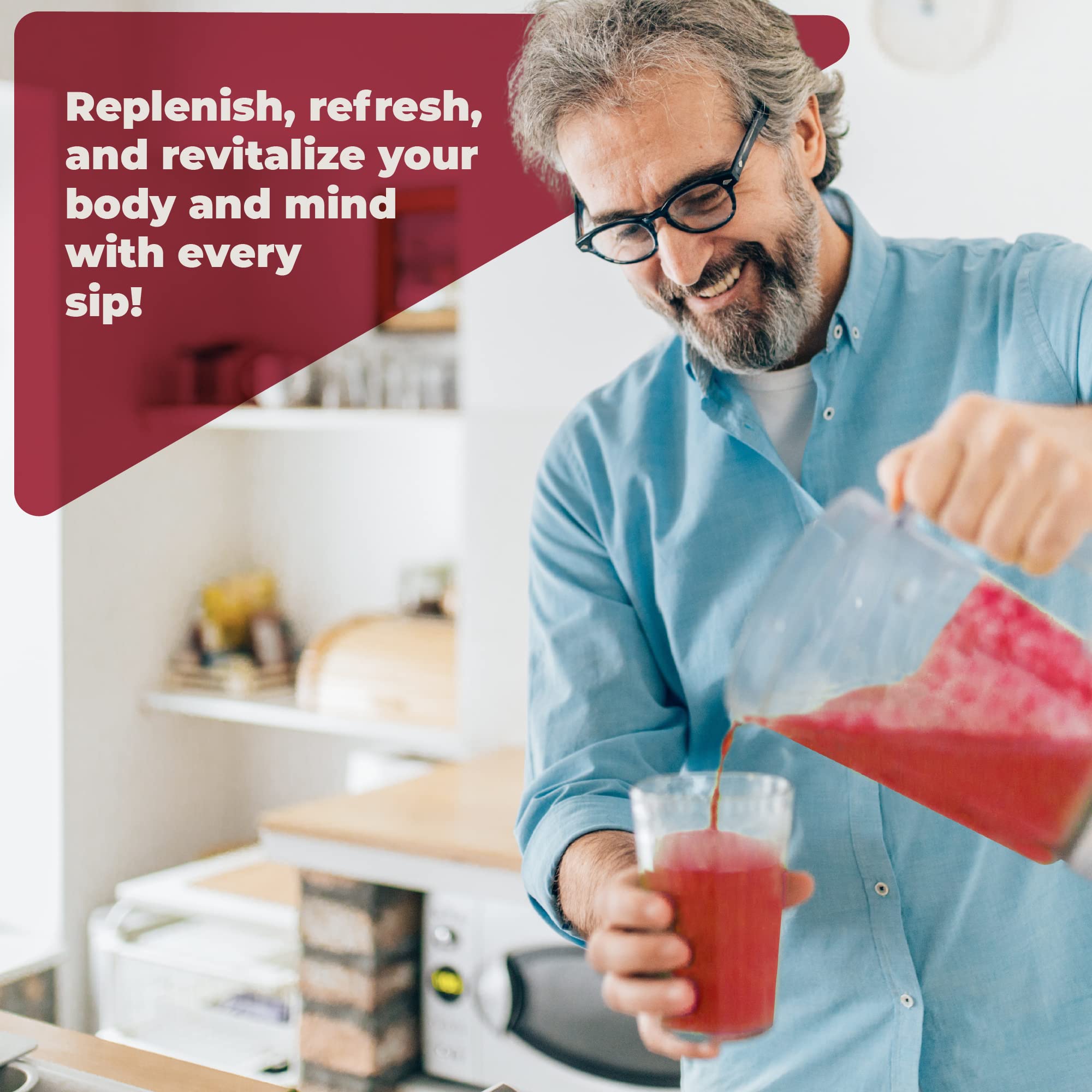 PureHealth Reds Superfoods: rutina matutina sugerida, bebida para empezar el día.