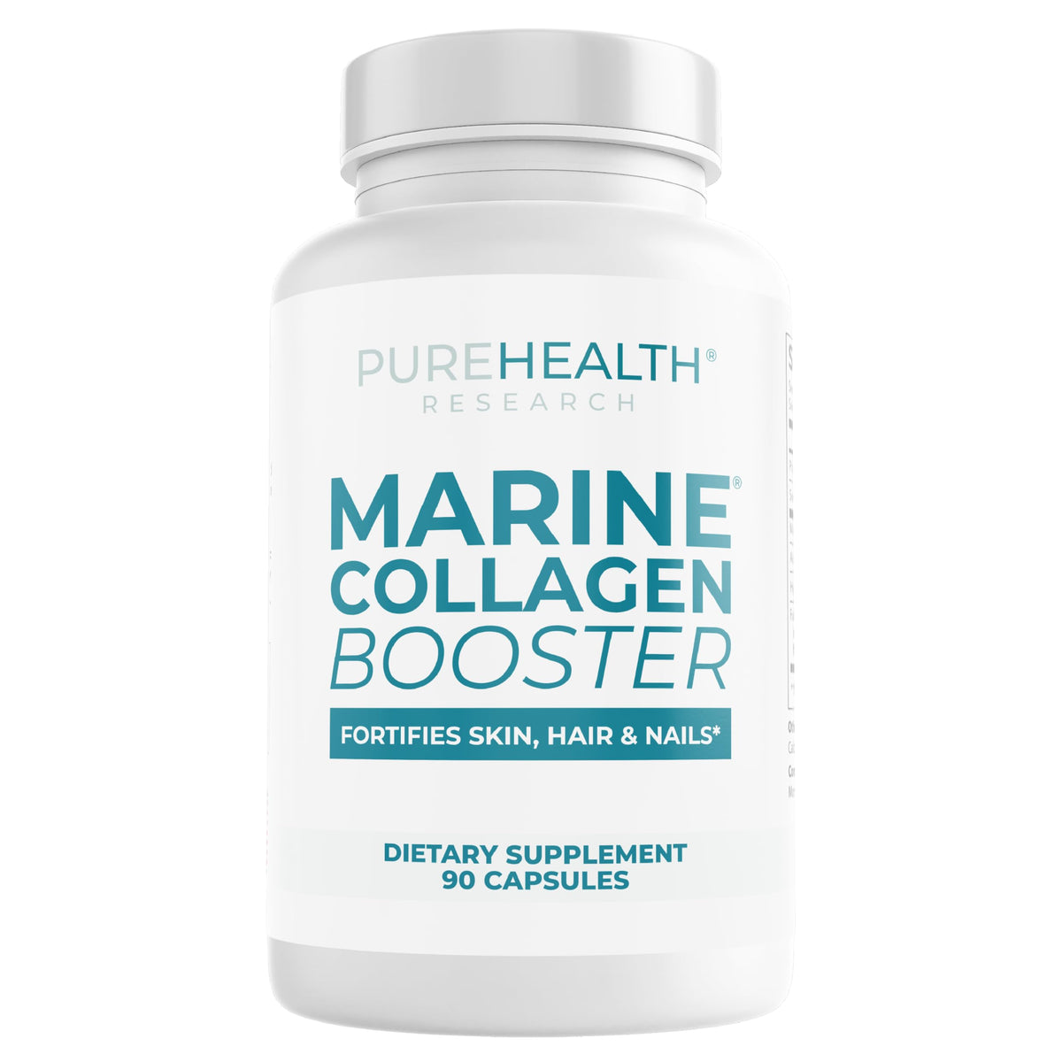 PUREHEALTH RESEARCH Marine Collagen, botella de cápsulas, apoyo a piel suave y cabello saludable