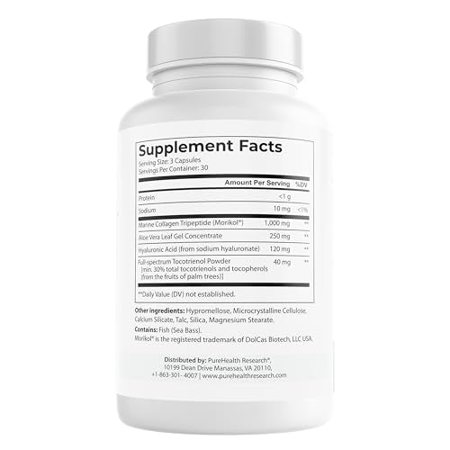 PUREHEALTH RESEARCH Collagen Marin, cápsulas; beneficios para piel, uñas y bienestar general