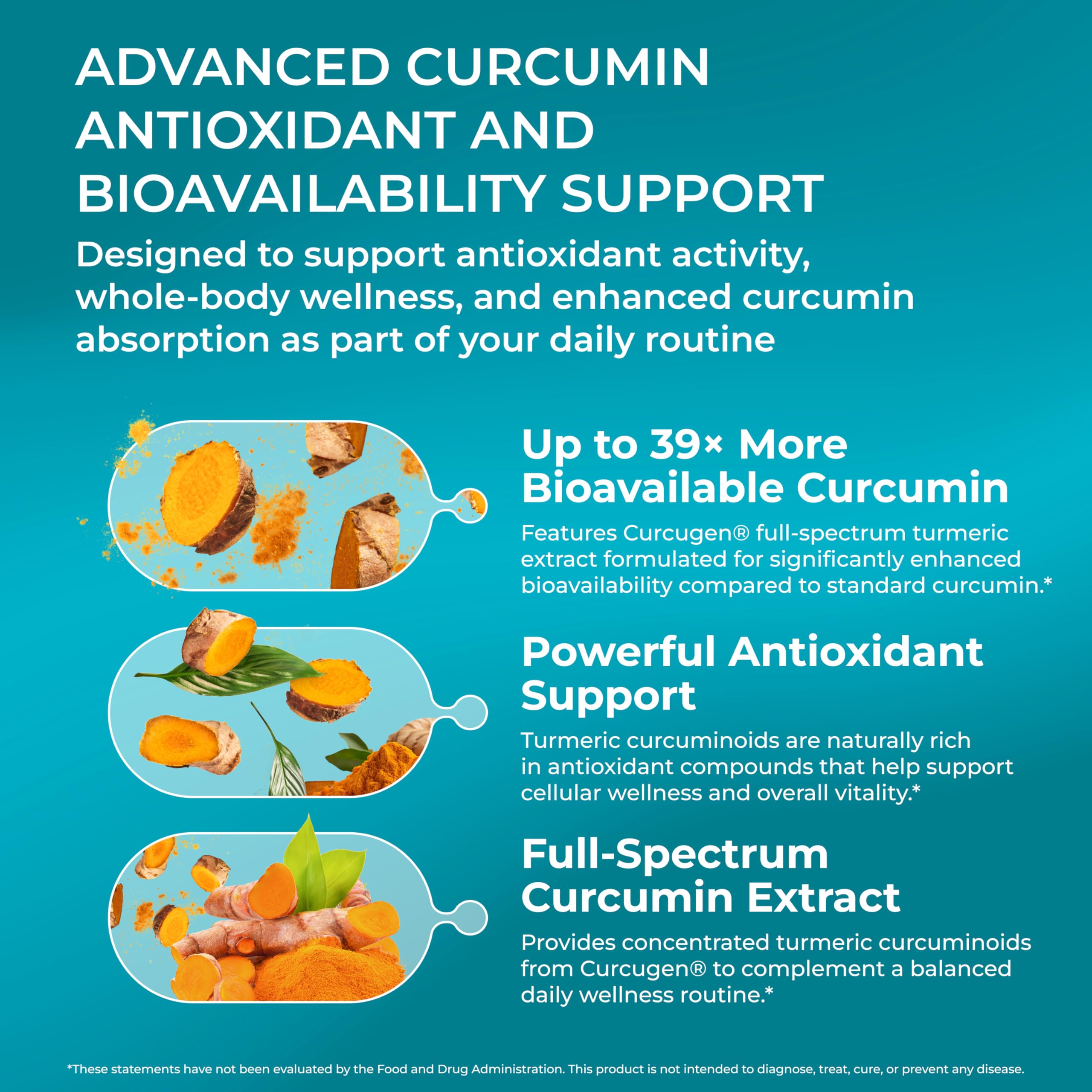 PureHealth Research Curcumin Extract cápsulas en mano muestran tamaño de dosis.