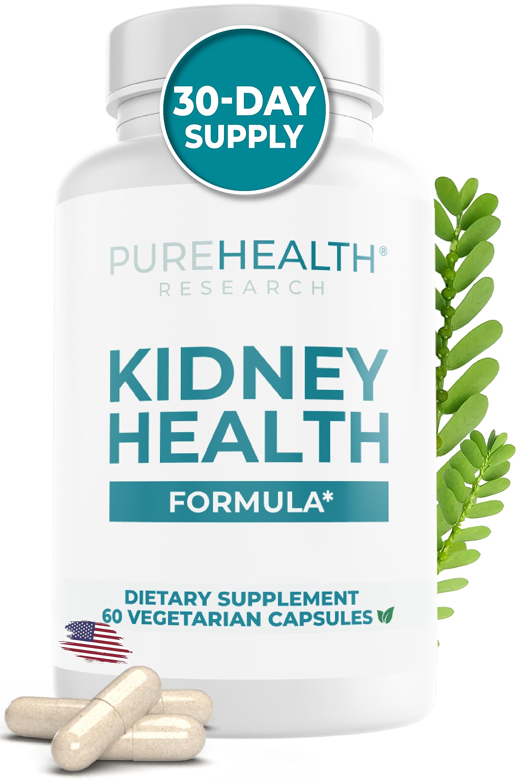 PUREHEALTH RESEARCH fórmula salud renal en botella para uso diario y comodidad.