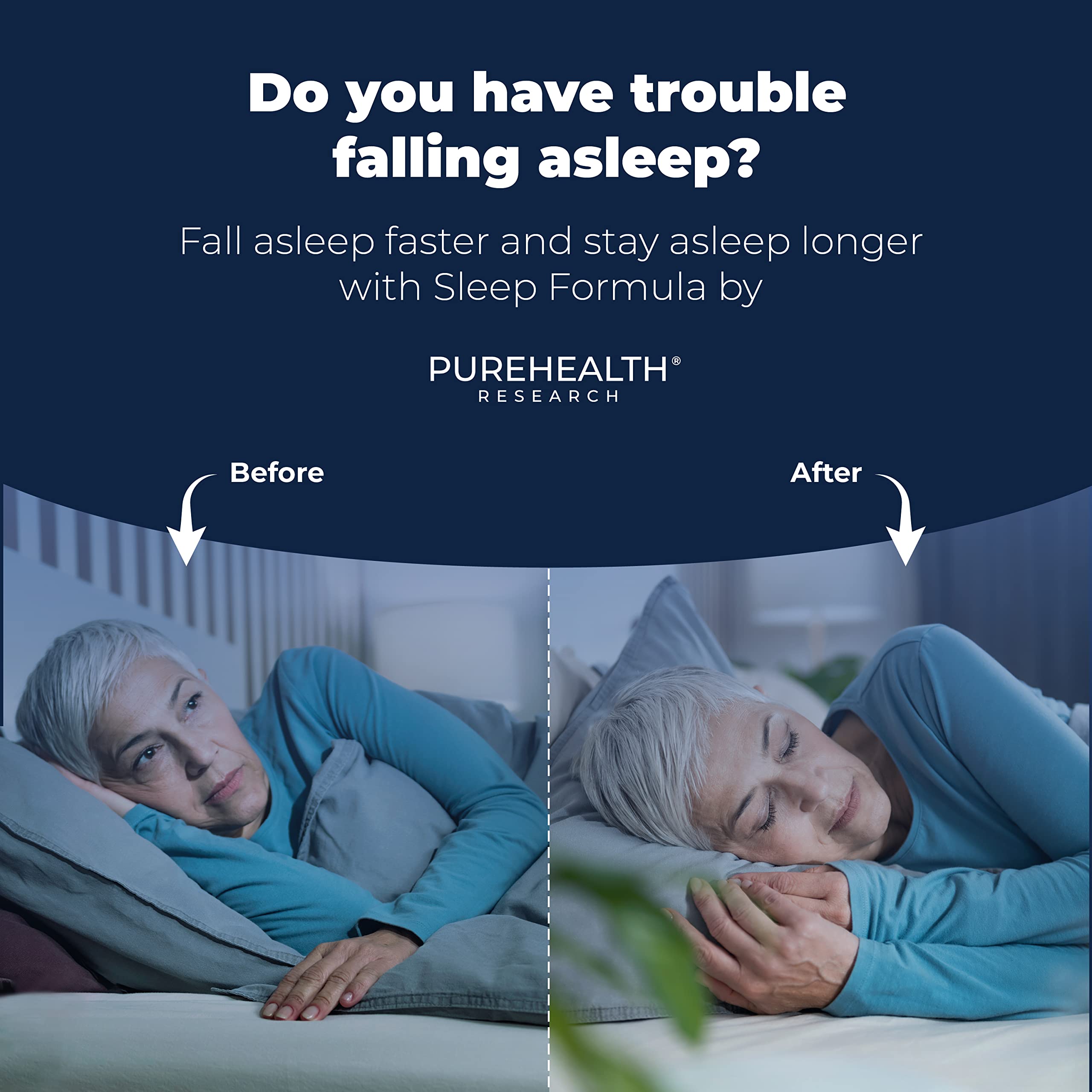 PUREHEALTH RESEARCH Cápsulas de la fórmula para dormir con ingredientes calmantes.