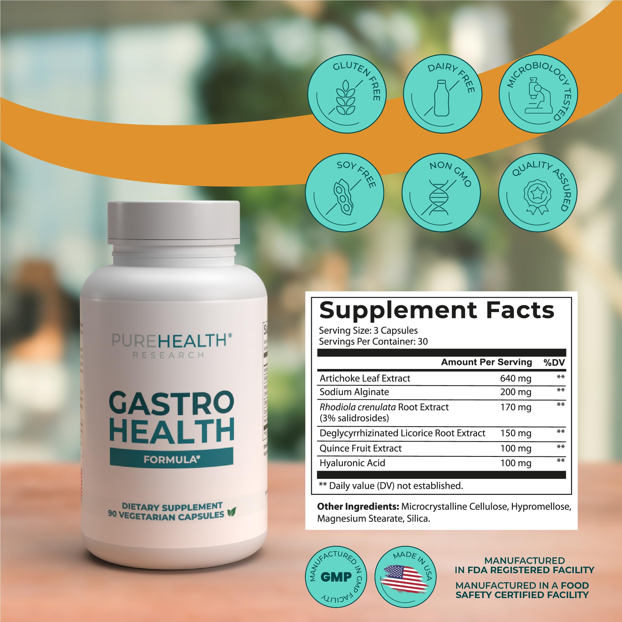 PUREHEALTH Gastro Health Formula: alcachofa para apoyar flujo biliar saludable.
