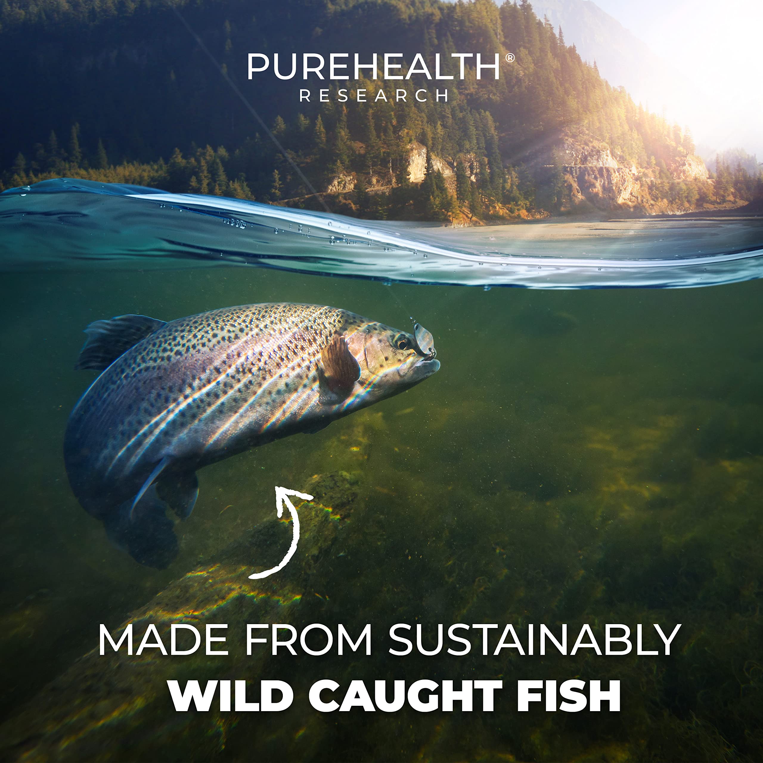 PureHealth Research Omega-3 botella frontal para fácil compra.