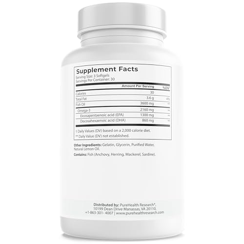 PureHealth Research Omega-3 cápsulas entéricas para evitar regusto.